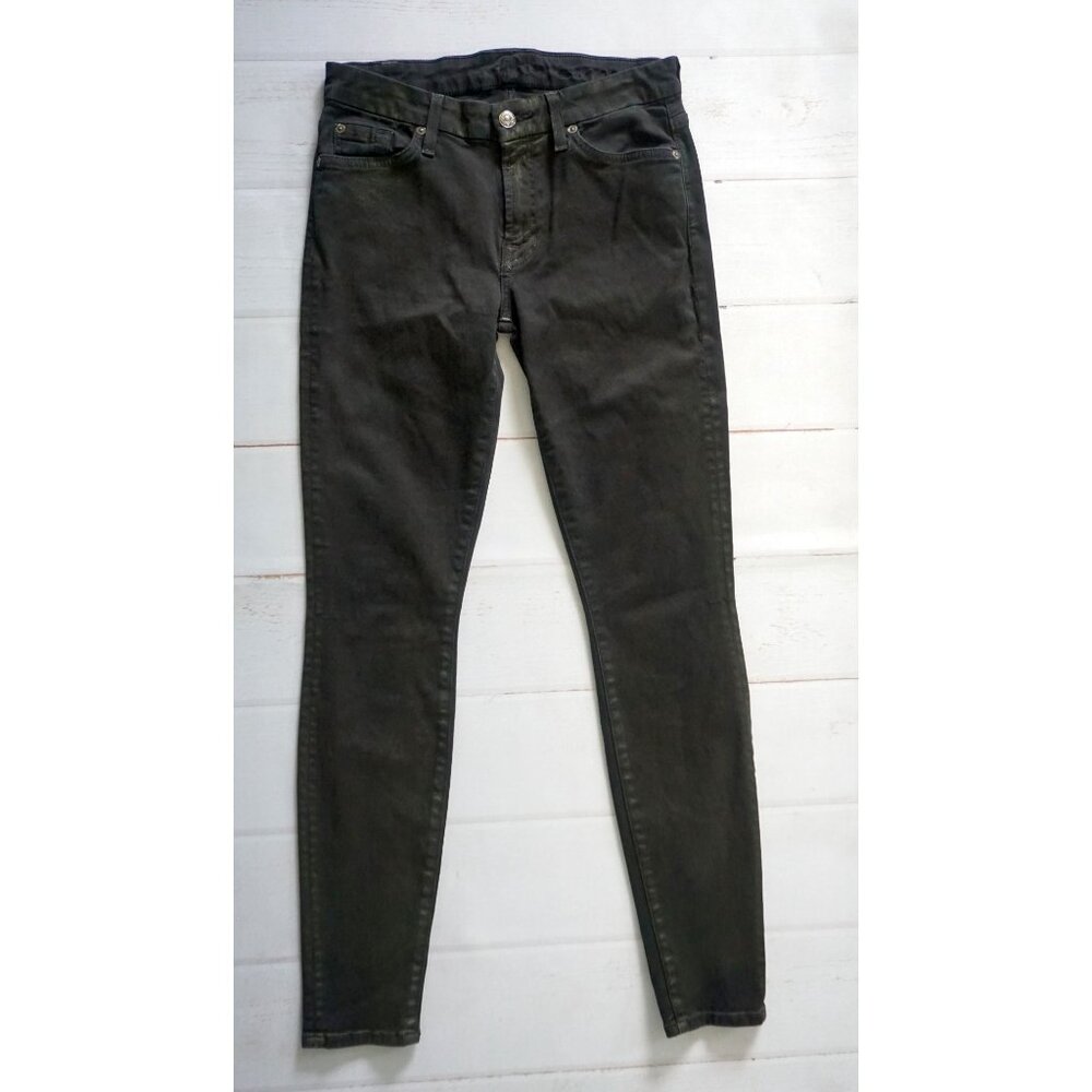 7 for All Mankind Womens Black/Hint of Gold Skinny Jeans – Size 28 - Picture 5 of 10